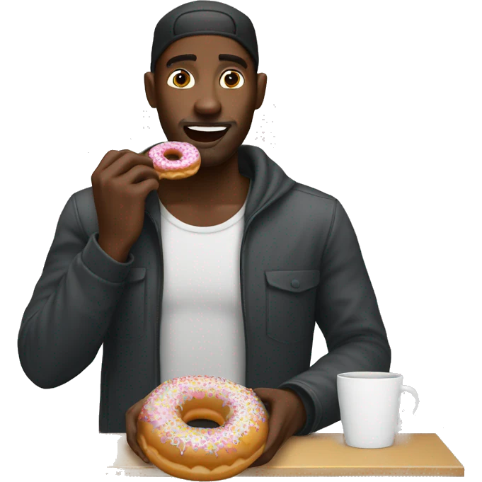 Black guy eating a donat emoji