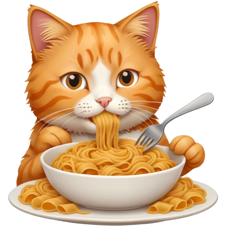 Cat eating pasta emoji