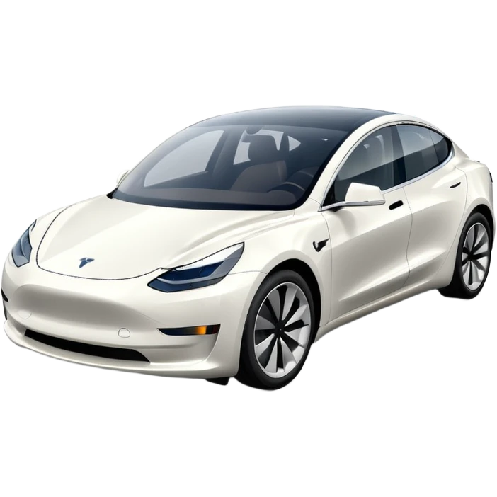Tesla model 3 white. Icon. In a hurry. No wings  emoji