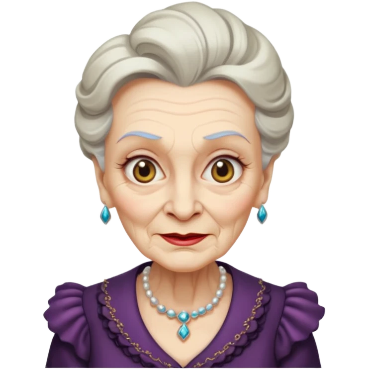 old woman with elegant make up and fancy clothes looking wicked and smirk emoji