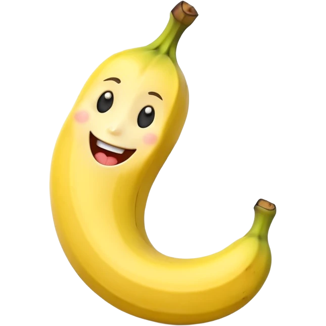banana with a happy cartoon face emoji