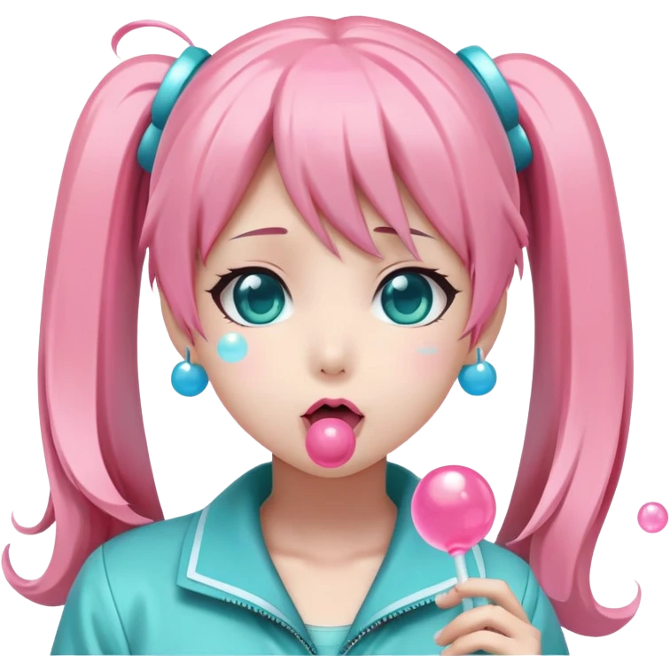 Hatsune miku blowing bubblegum emoji