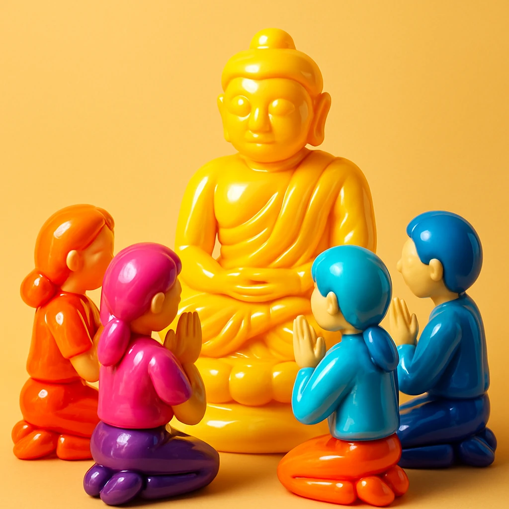 people praying in a Buddhist temple emoji