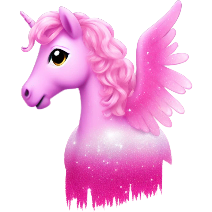Hot pink ombre Pegasus covered in sparkles with light pink hair  emoji