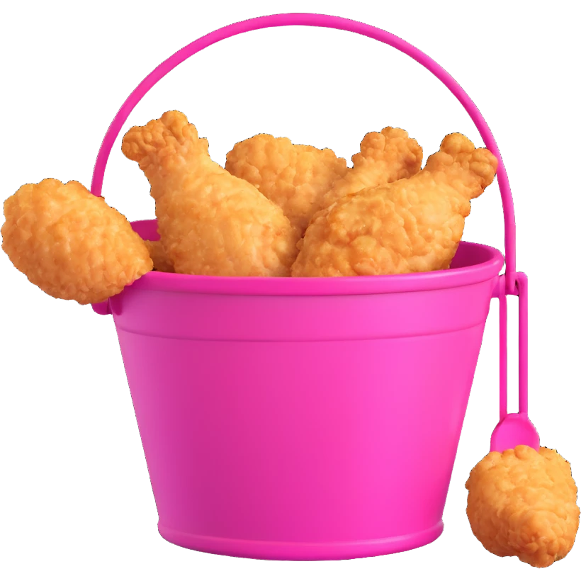 fried chicken in a hot pink glittery bucket emoji