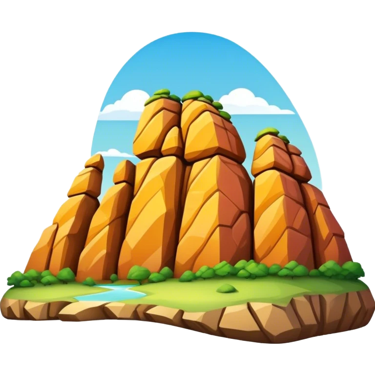 Cinematic Realistic Guatap√© Rock Landmark Emoji, showcasing a vividly colored rock formation with intricate patterns rendered with detailed textures and vibrant, scenic lighting. emoji