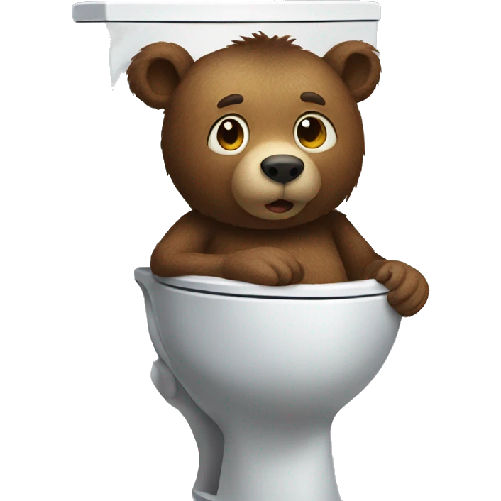 A funny bear using the toilet emoji