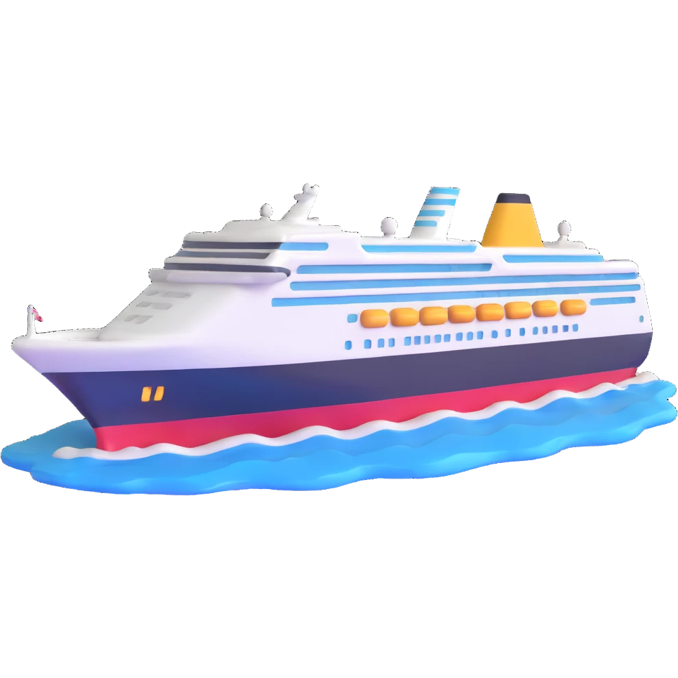 cruise ship on ocean emoji