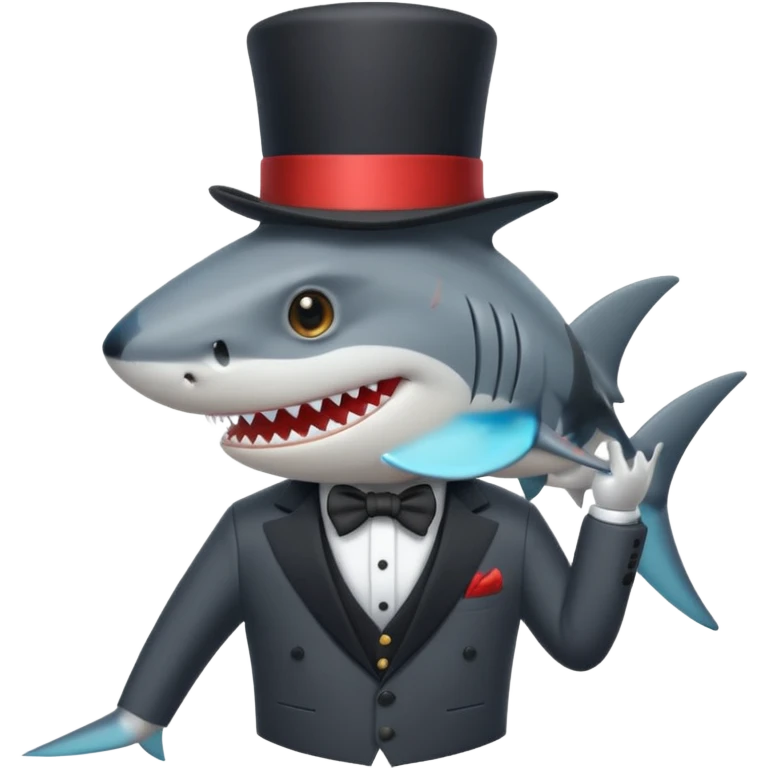 Shark with a top hat emoji