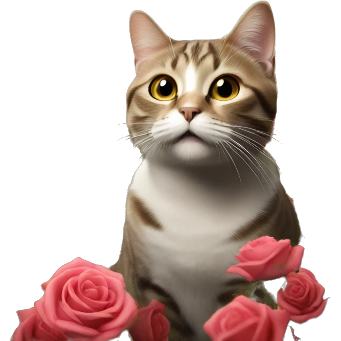 Cat in a field of roses and explosion in background  emoji