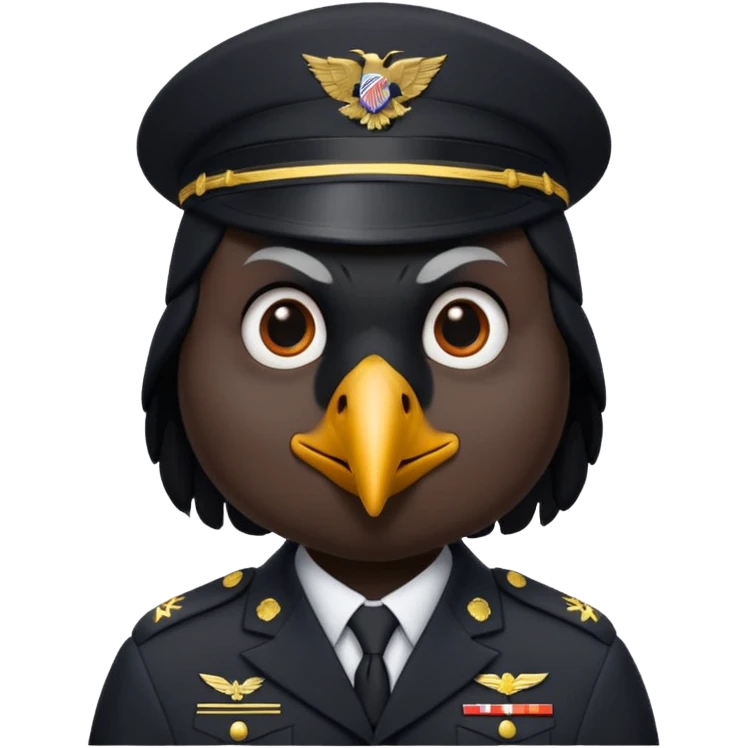 eine kleiner schwarzer rabe im military stil, normale emoji gesten emoji