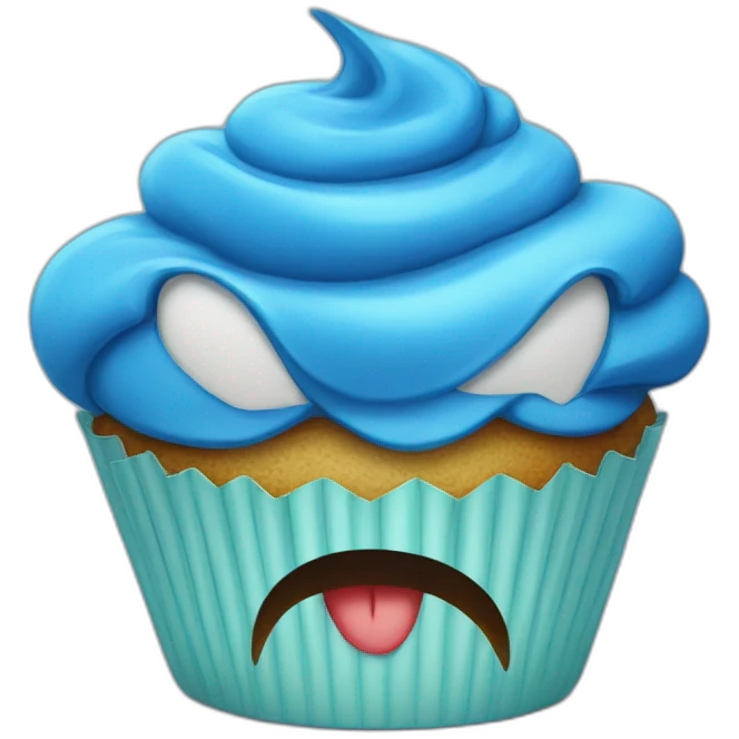Angry blue cupcake emoji