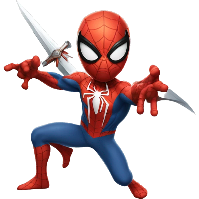 Spider-man with a BIG SWORD in a fighting pose emoji