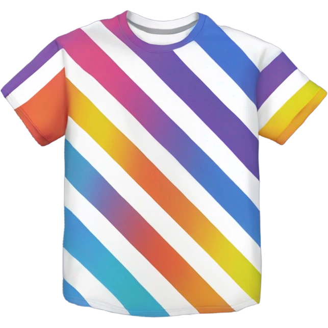 a short sleeve t-shirt divided by a diagonal line. One part white, one part with all spectrum colours fade emoji