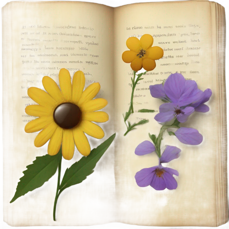 book with some pressed flowers on the pages realistic flowers pressing emoji