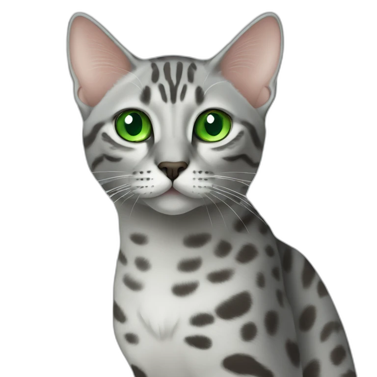 Egyptian Mau cat with green eyes emoji