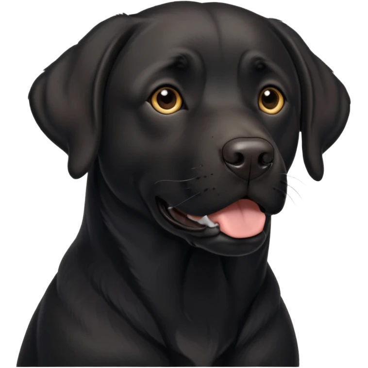 Perro Labrador  negro adulto con la mandíbula  un poco más marcada emoji