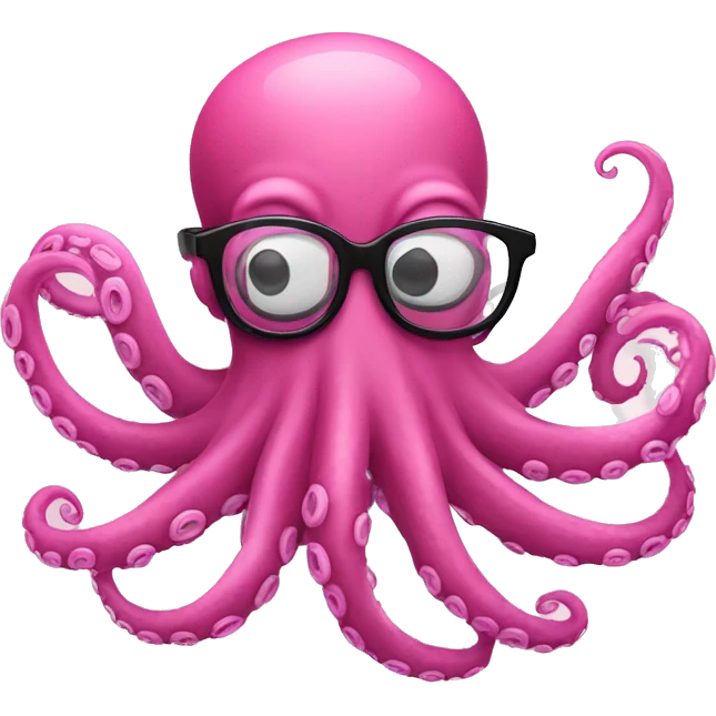 a pink octopus with 8 tentacles with black glasses emoji
