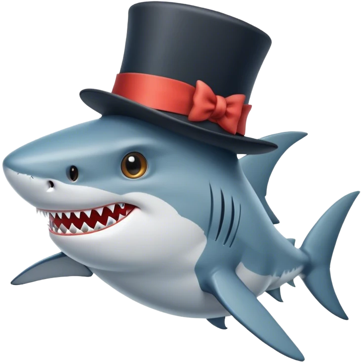 Shark with a top hat emoji