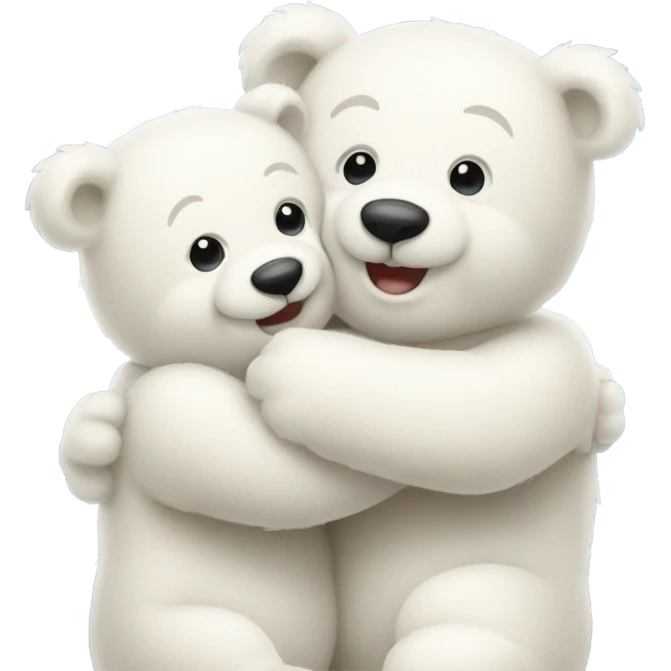 Happy White teddy bears hugging emoji