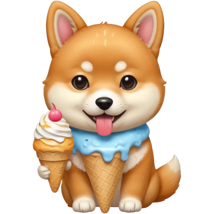 The baby shiba dog with icecream emoji