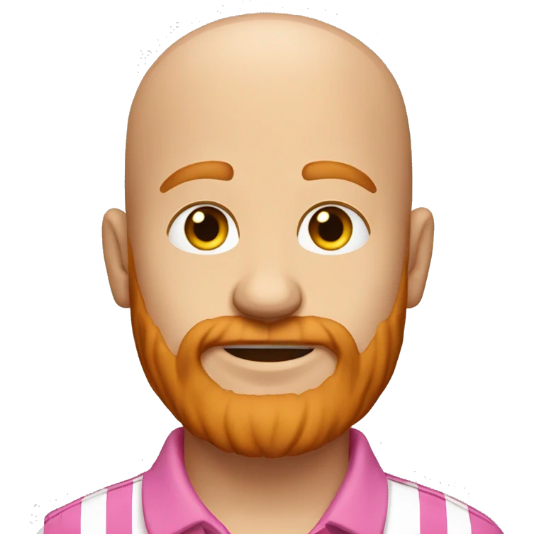 Bald redhair beard with a flashy pink polo emoji