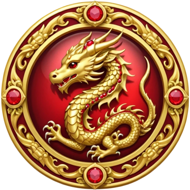 Golden Dragon crest/brosch in a circle with red gems emoji