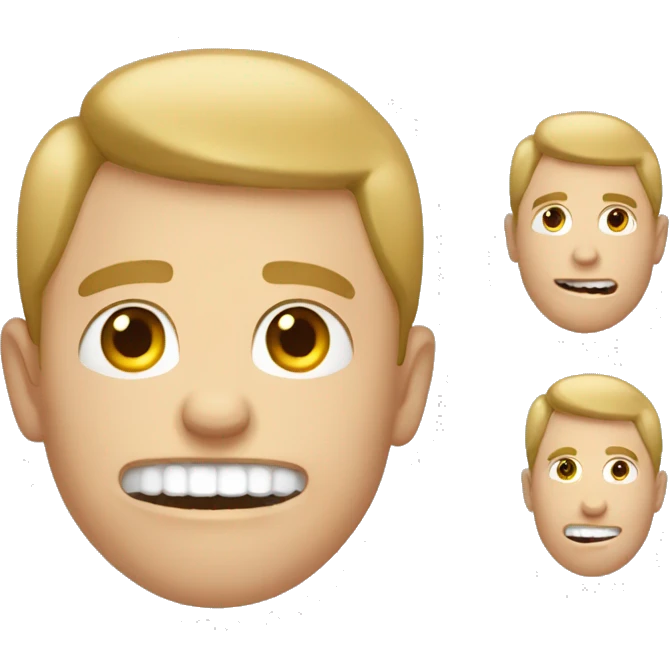 WHITE young male with big teeth and eyes that are wide apart emoji