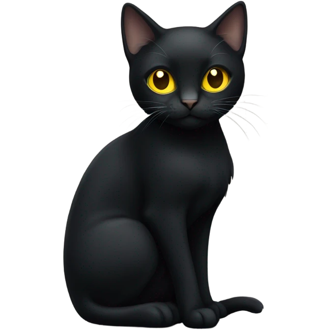 black cat with yellow eyes sitting forward emoji