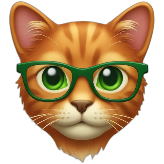 a red cat in dark green glasses emoji