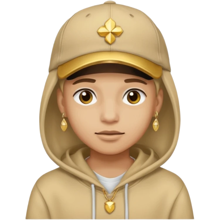 {
  "type": "human",
  "look": "tan hoodie, cap, gold jewelry, neutral face"
} emoji