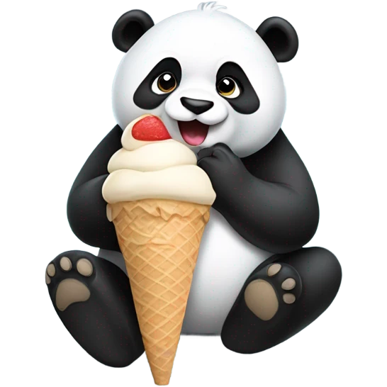Panda eating ice cream emoji