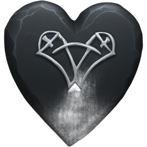 a black tombstone with the inscriptions in silver RIP  silver heart in the center emoji