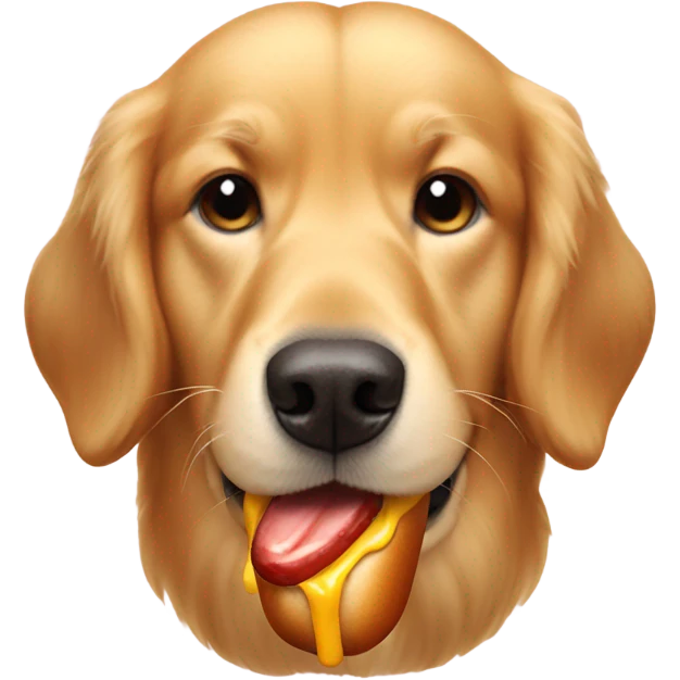 Golden Retriever eating hot dog 
 emoji