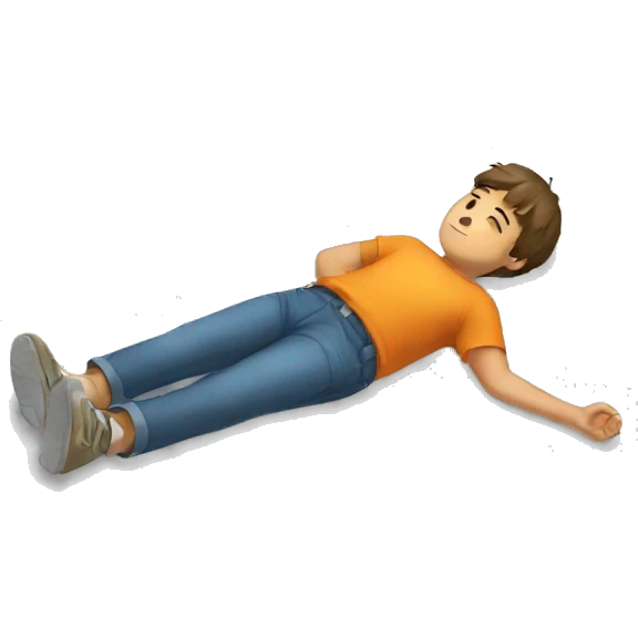 A boy lying down on the floor emoji