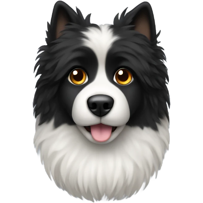 Black fluffy dog with a white stomach  emoji
