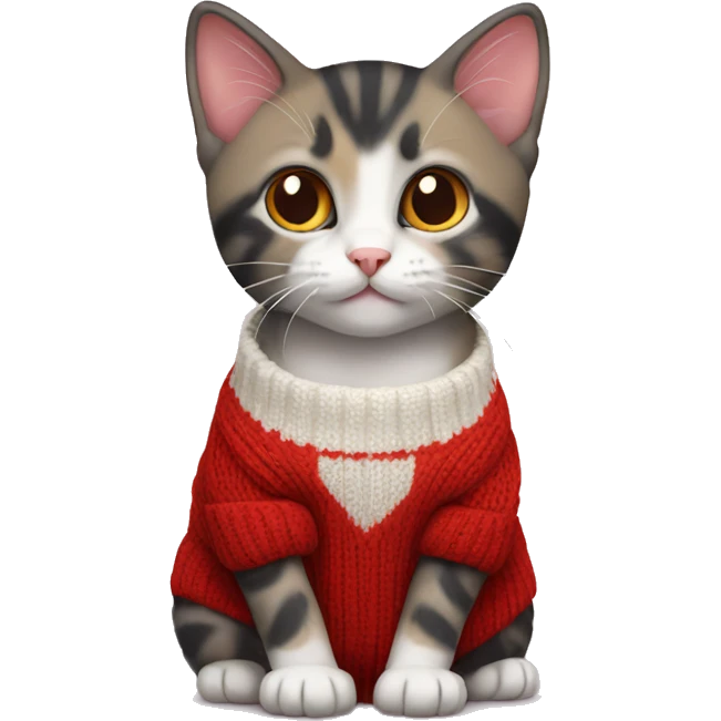 tricolor kitten in a red sweater emoji