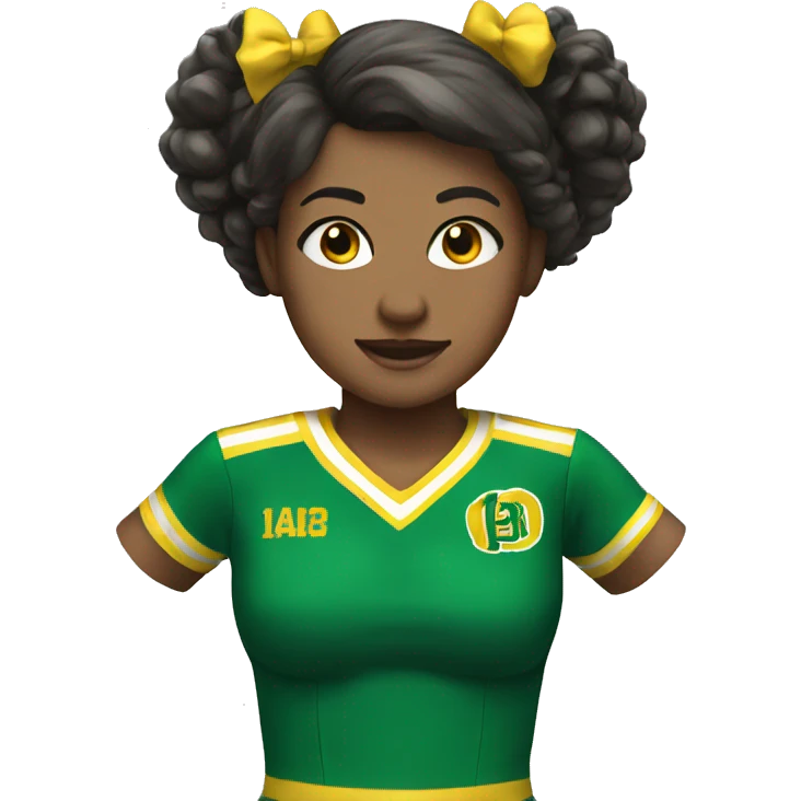 Green and yellow uniform on cheerleader emoji