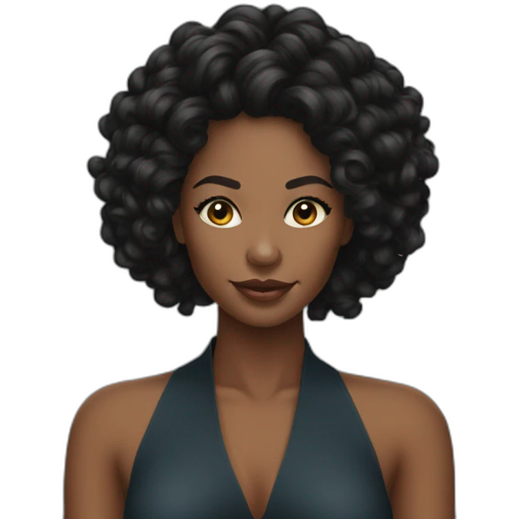 Beautiful Black women long kinky hair emoji