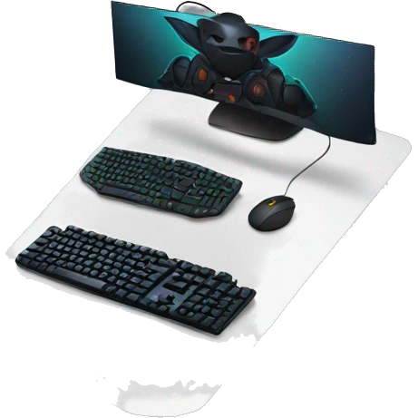 joueur gaming de couleur noir clavier souris  emoji