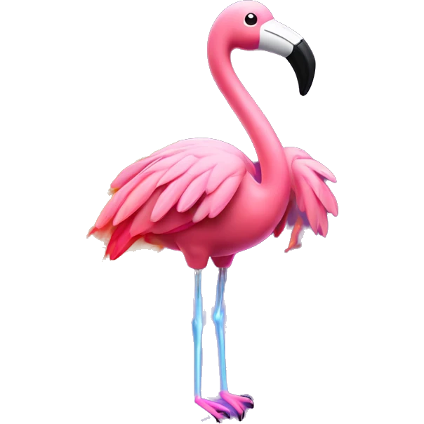 An flamingo spreading his wings that’s on a neon glowing fire around it.  emoji