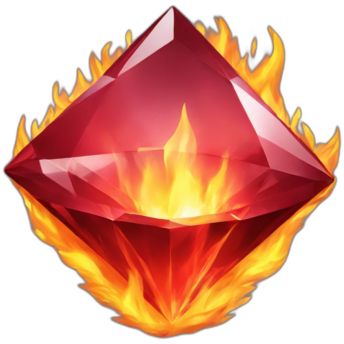 Crimson diamond lit on fire with the words young unbreakable emoji