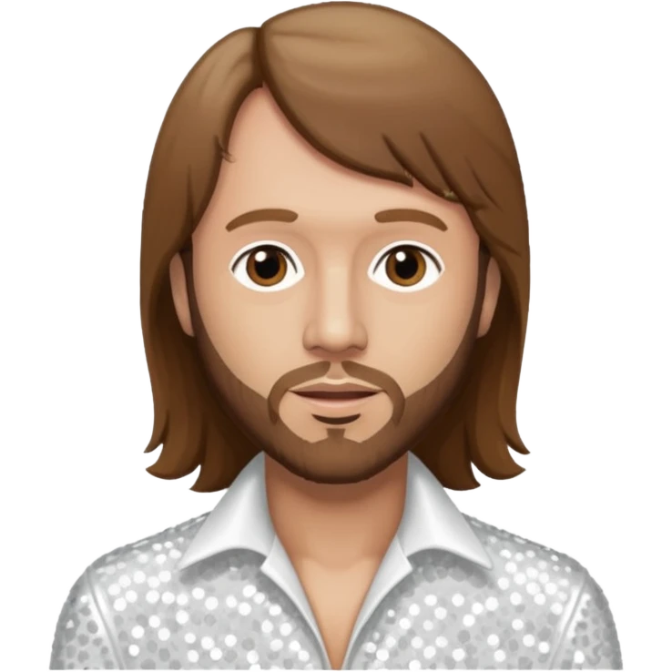 Maurice Gibb from Bee Gees with long brown hair, white sequin outfit  emoji