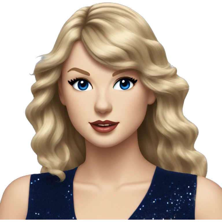 Realistic Taylor swift wearing navy blue glittery bodysuit and long hair emoji