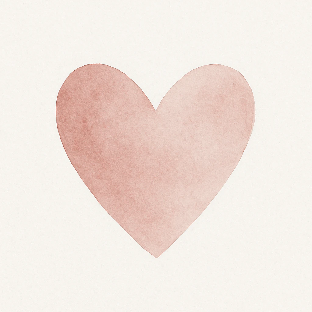 a hand-painted heart, thick gouache texture emoji