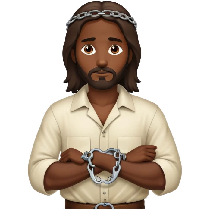 Dark skin robed Jesus in handcuffs  emoji