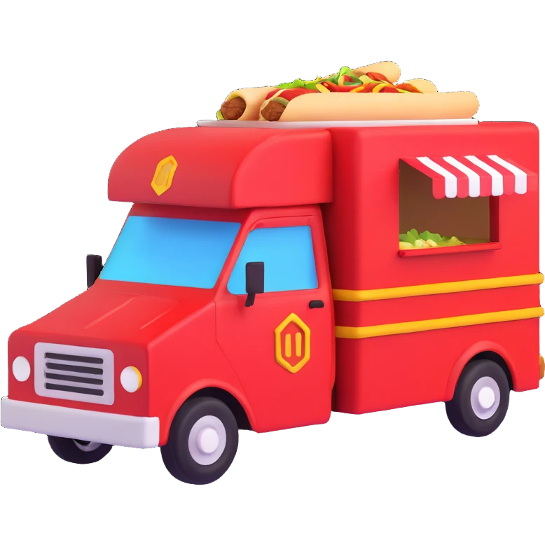 generate me a 3D red truck shawarma emoji
