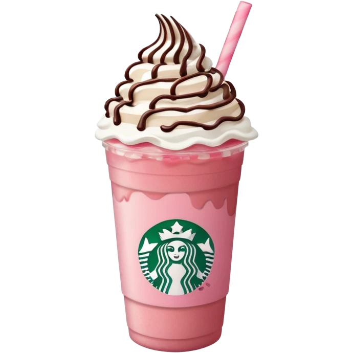 Strawberry Starbucks frappe with strawberry jam at the bottom with whipped cream and chocolate drizzle emoji