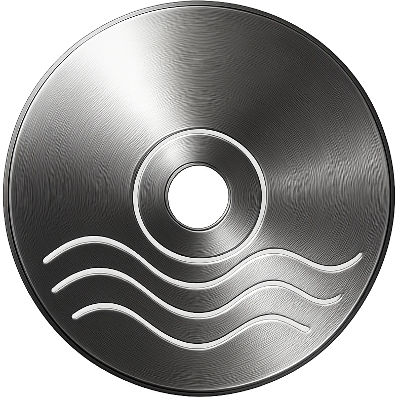 A minimalist CD disc with wave pattern, glowing effect, green color emoji