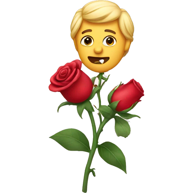 Emoji holding a rose emoji